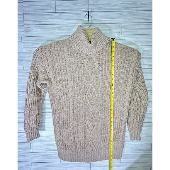 Women'sTorrid Turtleneck Cable Knit Medium Weight Tan/Brown/Cream Sweater Size 1 - Picture 7 of 8
